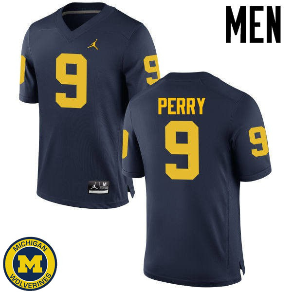 Men's Michigan Wolverines #9 Grant Perry Navy Alumni Jersey